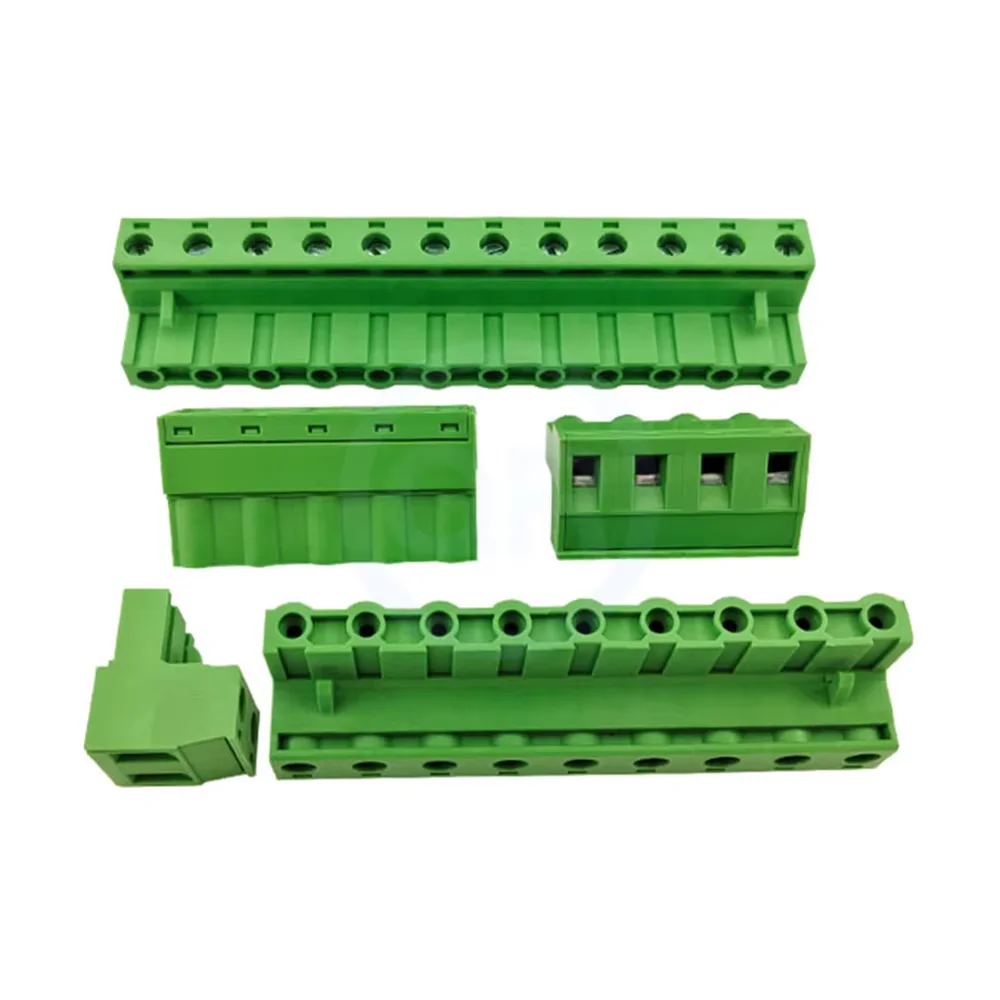 Tool-Free Green 2EDGK (Phoenix-style) Pluggable Terminal Block 7.62mm Pitch 2-12P 15A 300V for PCB Industrial Control & Power