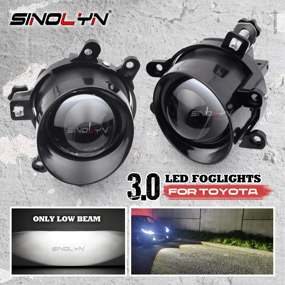 Sinolyn 3-calowe światła przeciwmgielne LED Światła mijania Soczewki przeciwmgielne do Toyota Corolla/Yaris/RAV4/Hilux/Camry/Auris/Vios Akcesoria samochodowe Modernizacja