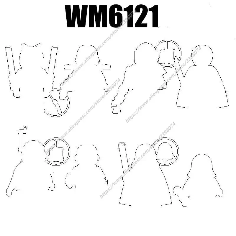 WM6121 figuras de acción, accesorios de película, bloques de construcción, juguetes, WM2203, WM2204, WM2205, WM2206, WM2207, WM2208, WM2209, WM2210