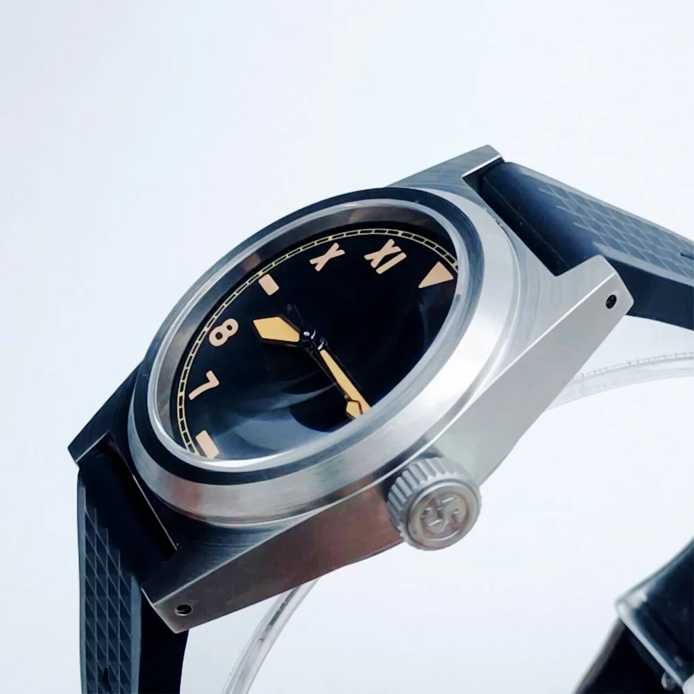 ساعة NH35 للرجال مقاس 38 ملم 316L من الفولاذ المقاوم للصدأ المصقول ساعة غواص معقمة C3 قرص مضيء زجاج الياقوت #4