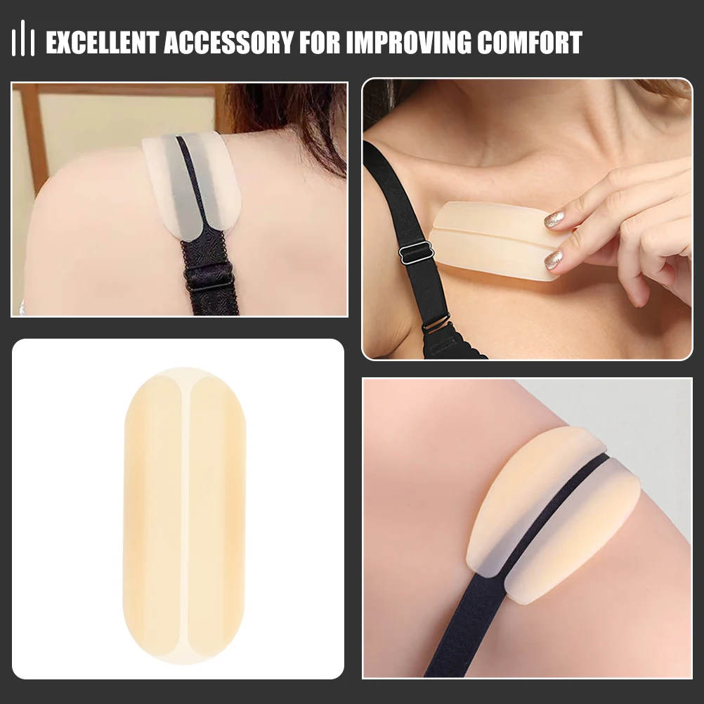 

4pcs Silicone Pads Bra Silicone Bra Strap Pads Strap Cushions Reusable Shockproof Women Gel Pad Non Slip Support Straps