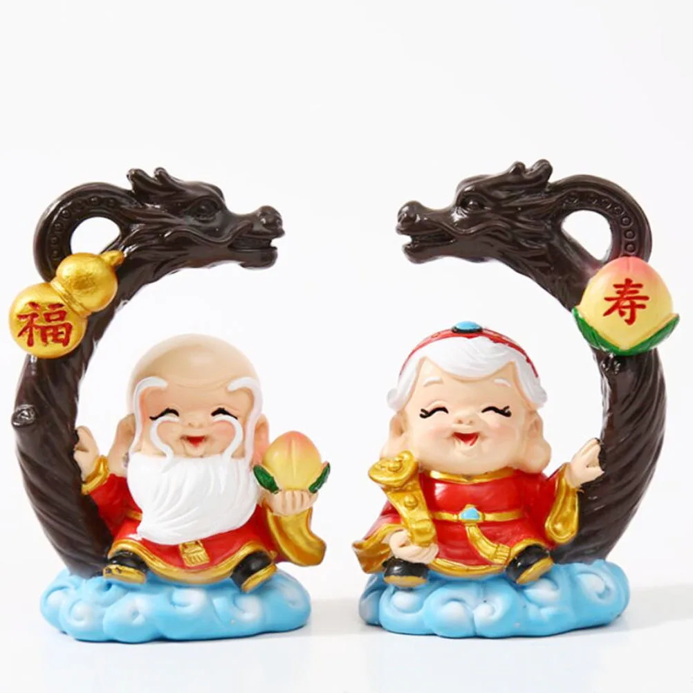 

Grandpa Longevity God Cake Decoration Resin Retro Style Birthday Table Centerpiece Chinese Blessing Anniversary Party