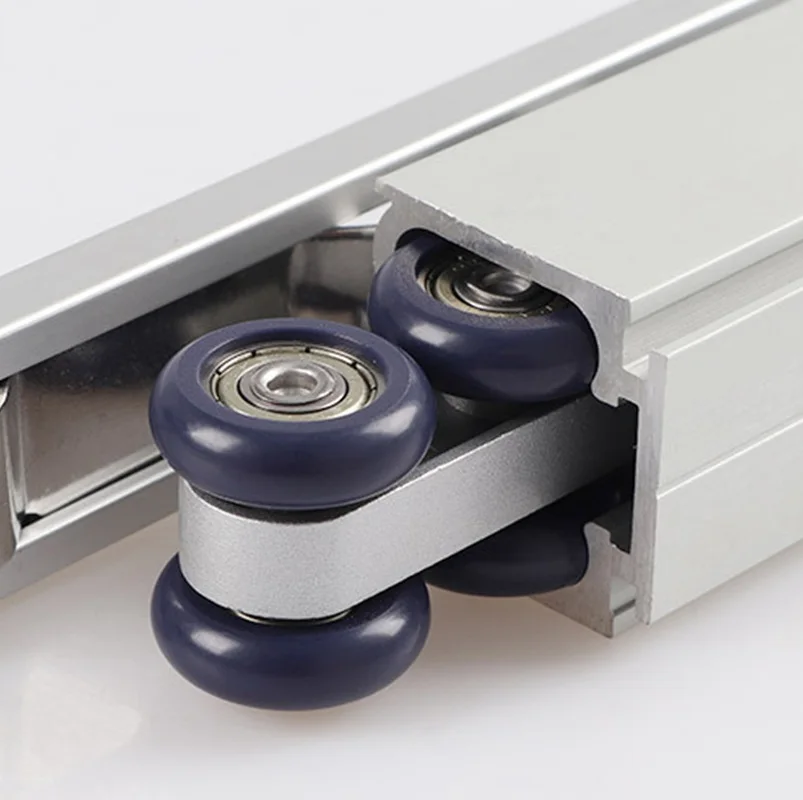 1Set Top Hung Wooden Glass Sliding Door Roller Hardware Kit Two Ways Dampered