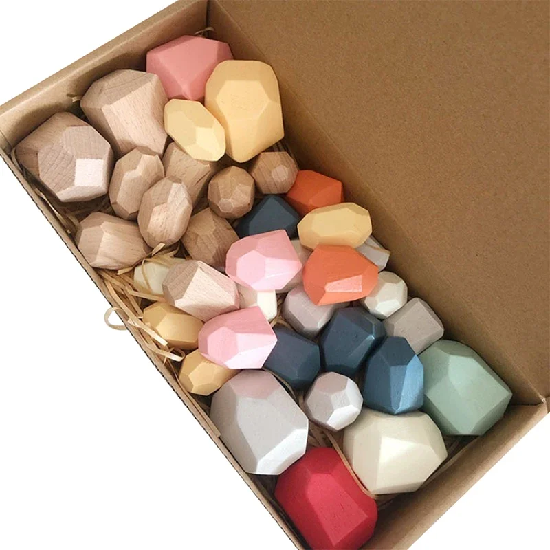 5/10 個ビルディングゲーム子供のためのギフト木製並べ替えスタッキング岩石感覚幼児のおもちゃ学習モンテッソーリおもちゃ