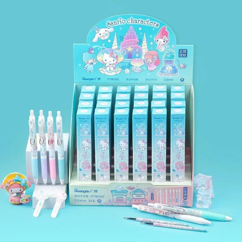 

24pcs/full box Sanrioed Kawaii Anime Cartoon series HelloKitty My melody Creative high-value cute girl neutral pen blind box