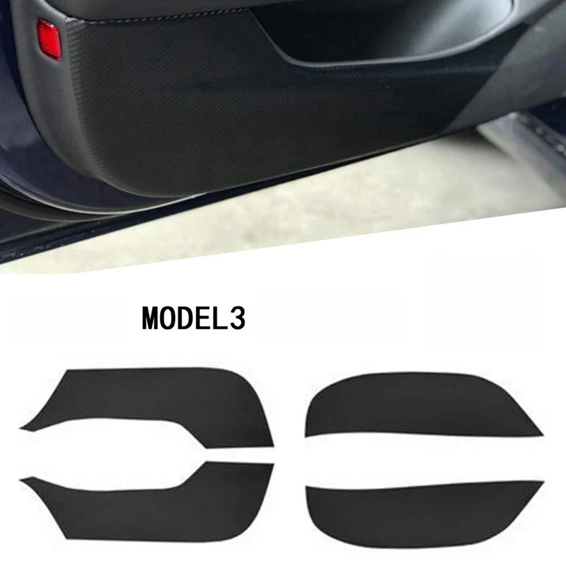 

For Tesla Model 3 Accessories Car Door Anti-Kick Anti-Dirty Pad Carbon Fiber Film Sticker Interior Cover Protector