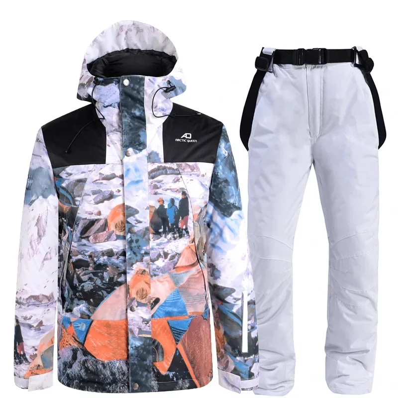 

2024 New Man Waterproof Windproof Tracksuit Couple Clod Clothing Set Ski Suit Winter Warm Cotton Woman Jacket Pants Skiing Sport