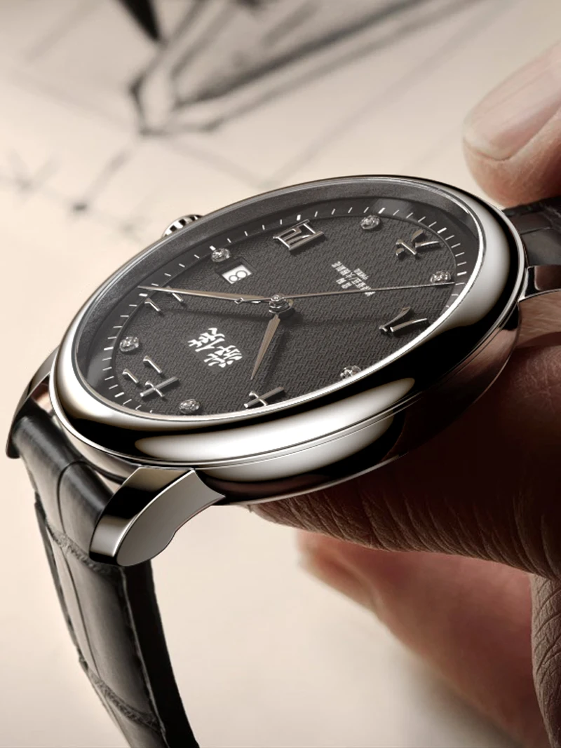 Vijay Howz Original Genuine Chinese Style Watch Men's Ultra-thin Mechanical Watch Automatic Waterproof Real Diamond Men's Watch