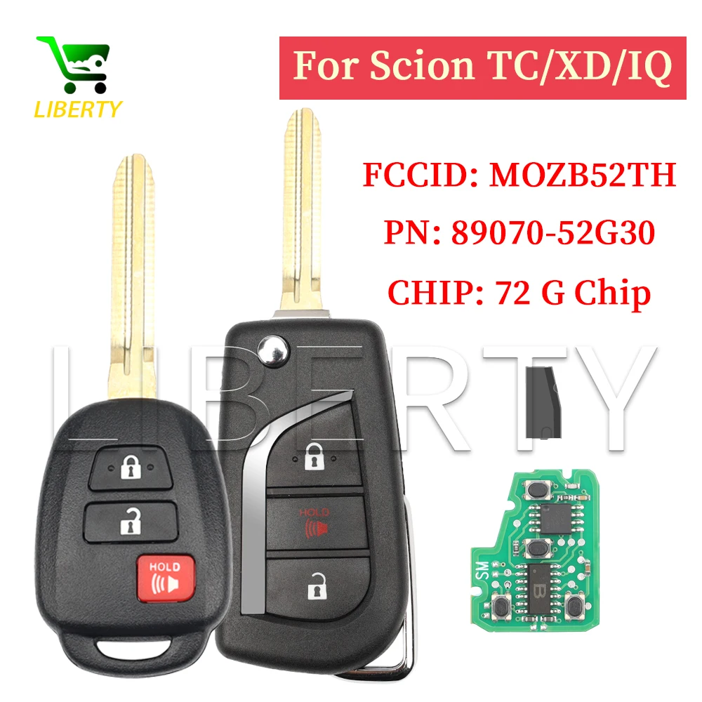 

Liberty FCCID:MOZB52TH PN 89070-52G30 G Chip Modified Flip Folding Remote Card Key Fob for Scion TC XD IQ 2013-2016 Toy43 Blade