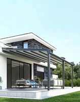 Modern Motorized Folding Canopy LED Light Pergola Aluminum Frame Outdoor Sun Shade Conservatory Awning Retractable Roof Gazebos
