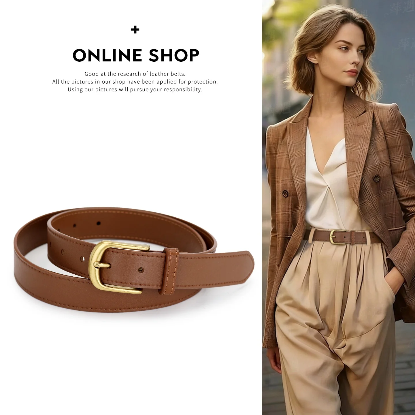 women's-genuine-leather-belt-brown-coffee-wide-leg-pants-denim-jeans-decorative-fashionable-versatile-belt-alloy-buckle