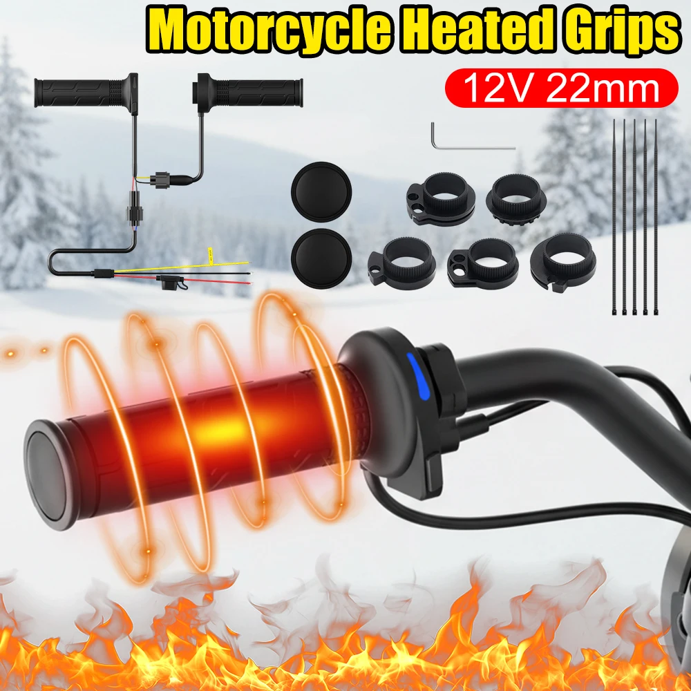 

12V 22mm Electric Heating Handle Universal Motorbike Hand Heated Grips Temperature Adjustable Motorcycle Heated Hand Grips
