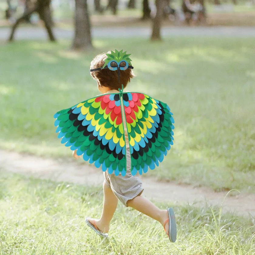 Children\'s Cosplay Halloween Owl Peacock Cosplay Costumes Animal Bird Wings Cloak Mask Felt Cape Carnival Dress Up