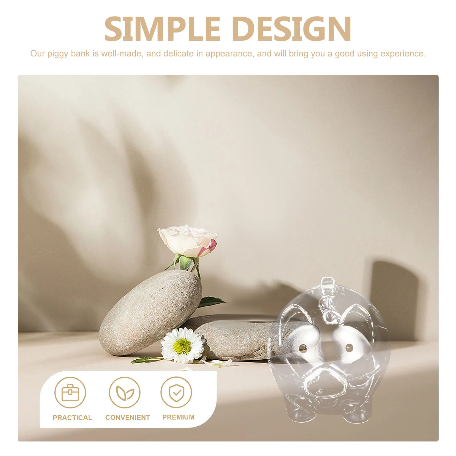 

Transparent Glass Coin Storage Pig-Shape Money Box Piggy Bank Creative Decor for Kids Saving Piggy Bank Clear Banks