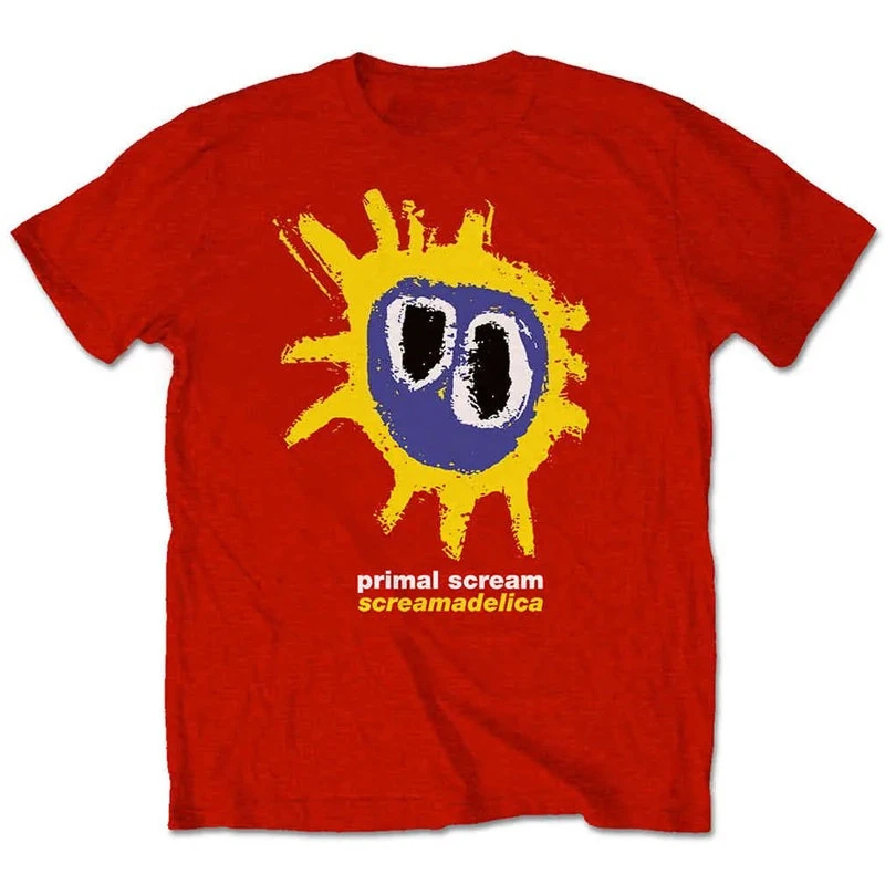 1984 British Acid Rock Primal Scream Band American Casual Rotes Kurzarm-T-Shirt