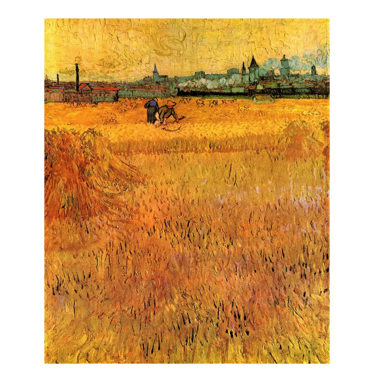 

Hand painted Van Gogh oil painting reproduction of Arles View from the Wheat Fields Landscape painting on canvas Modern wall art