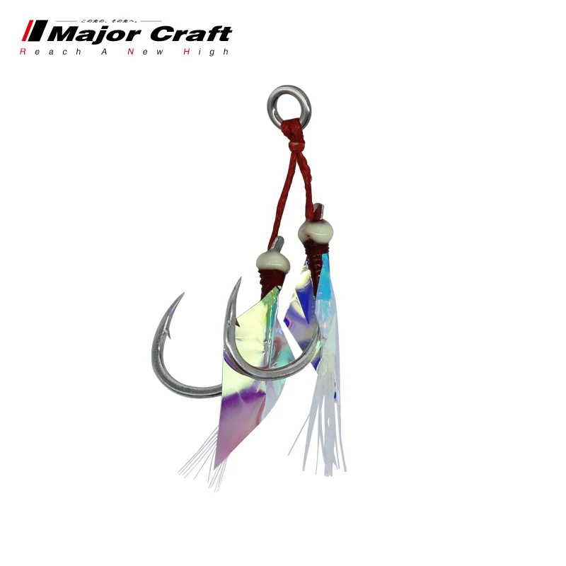 MajorCraft Japan Horse Brand Bionic Fishskin Hook Tied with Iron Plate Double Hook Lure Silk Sequined Barbed Hook