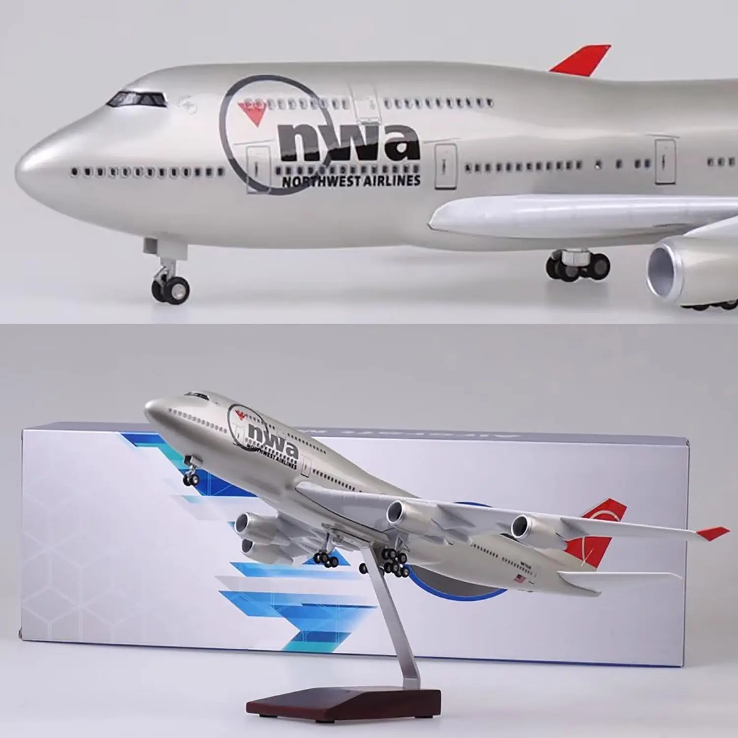 

Масштаб 1/150, американская модель Northwest 747 B747-400, реактивная коллекционная модель, модели самолетов из смолы с колесами, коллекция самолетов