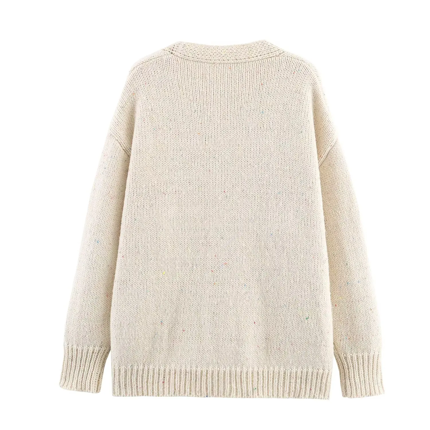 2025 automne/hiver nouveauté femmes mode tricot veste petit à pois tricot surdimensionné veste à manches longues boutonné col en v Swea