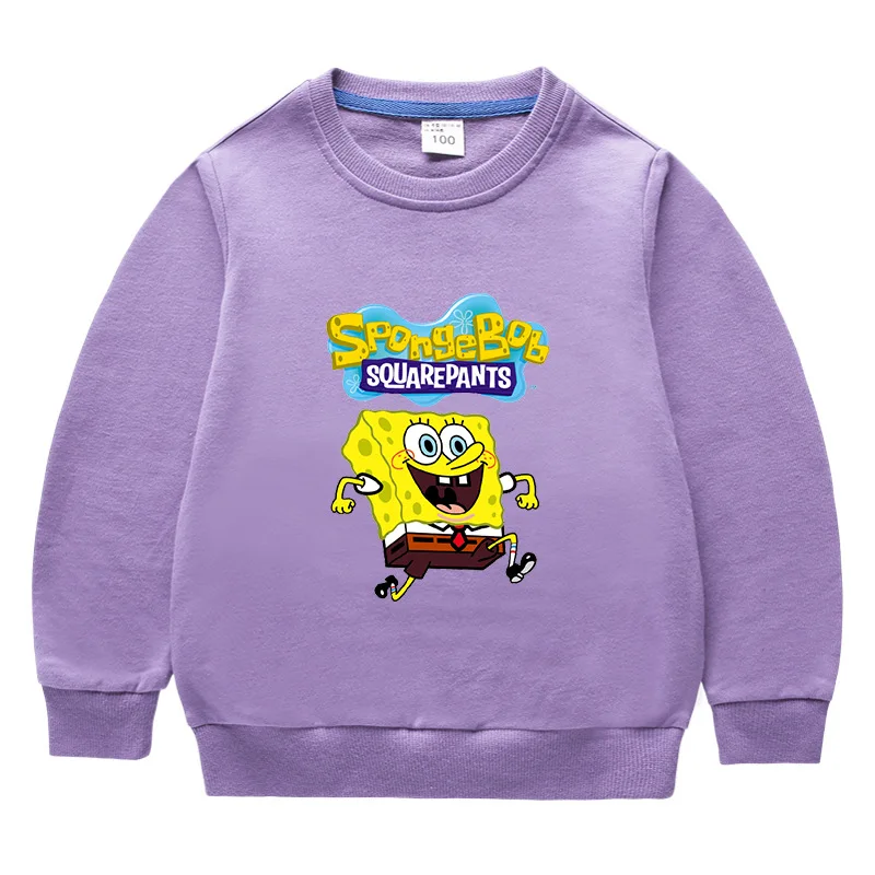 Potdemiel Spring and Autumn SpongeBob Printed Hoodies for Kids Sweatshirts for Boys and Girls Original Fashion Baby Clothes