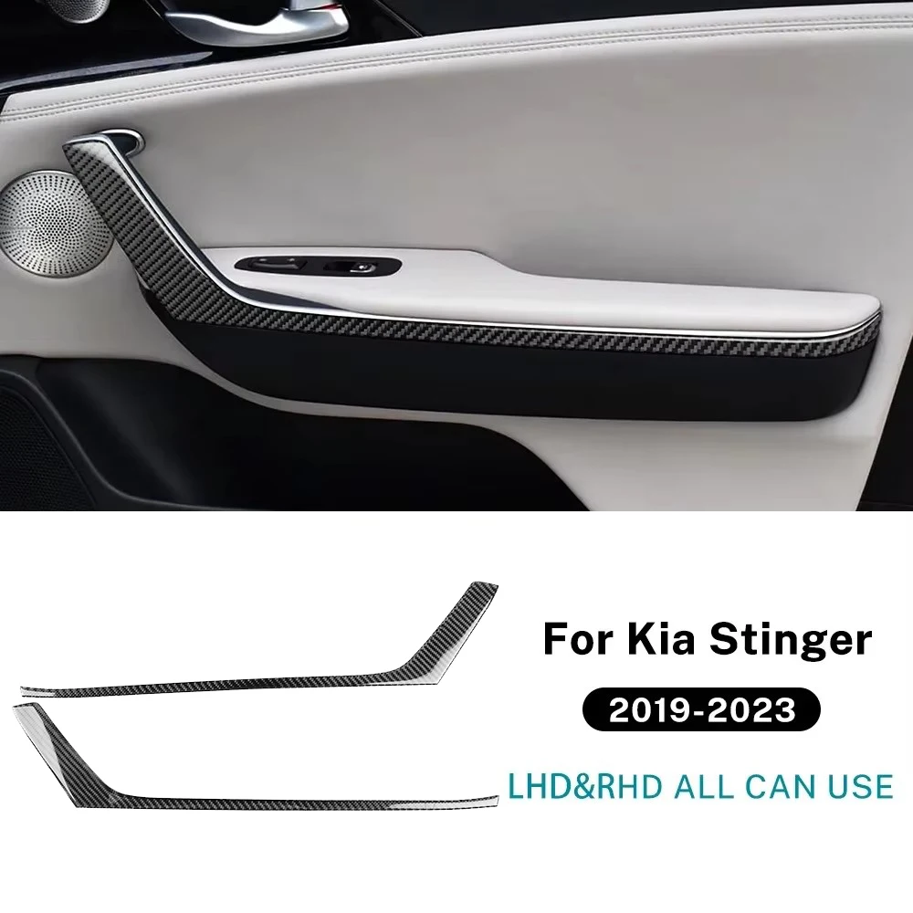 

Настоящая мягкая наклейка на дверную ручку автомобиля из углеродного волокна, наклейка на внутреннюю отделку с левым рулем и правым рулем, аксессуары для KIA Stinger 2019 2020 2021 2022 2023