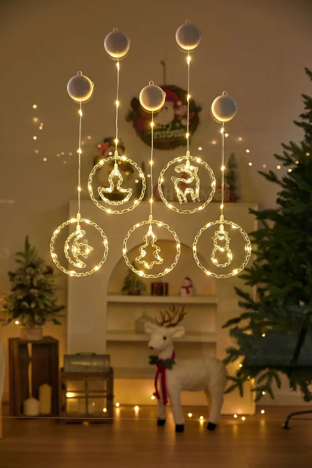 

LED Christmas Window Lights with Suction Cup Battery Operated Xmas Lights for Parties Christmas Wedding Garden Decoration