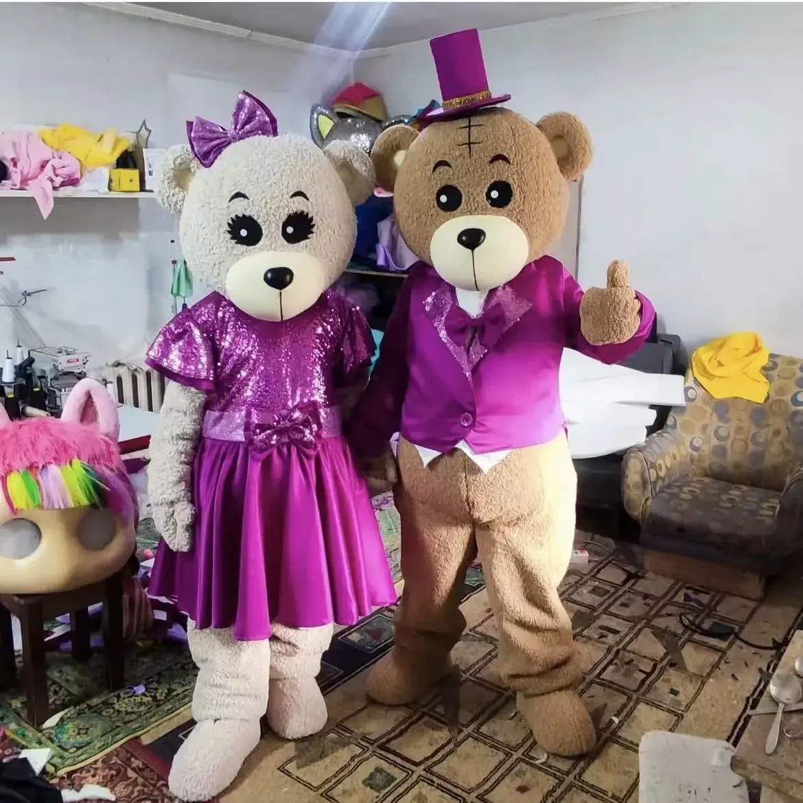الأرجواني القطيفة دمية دب زوجين زي لطيف الإنترنت المشاهير الدب التميمة الرجال والنساء أداء حجم واحد