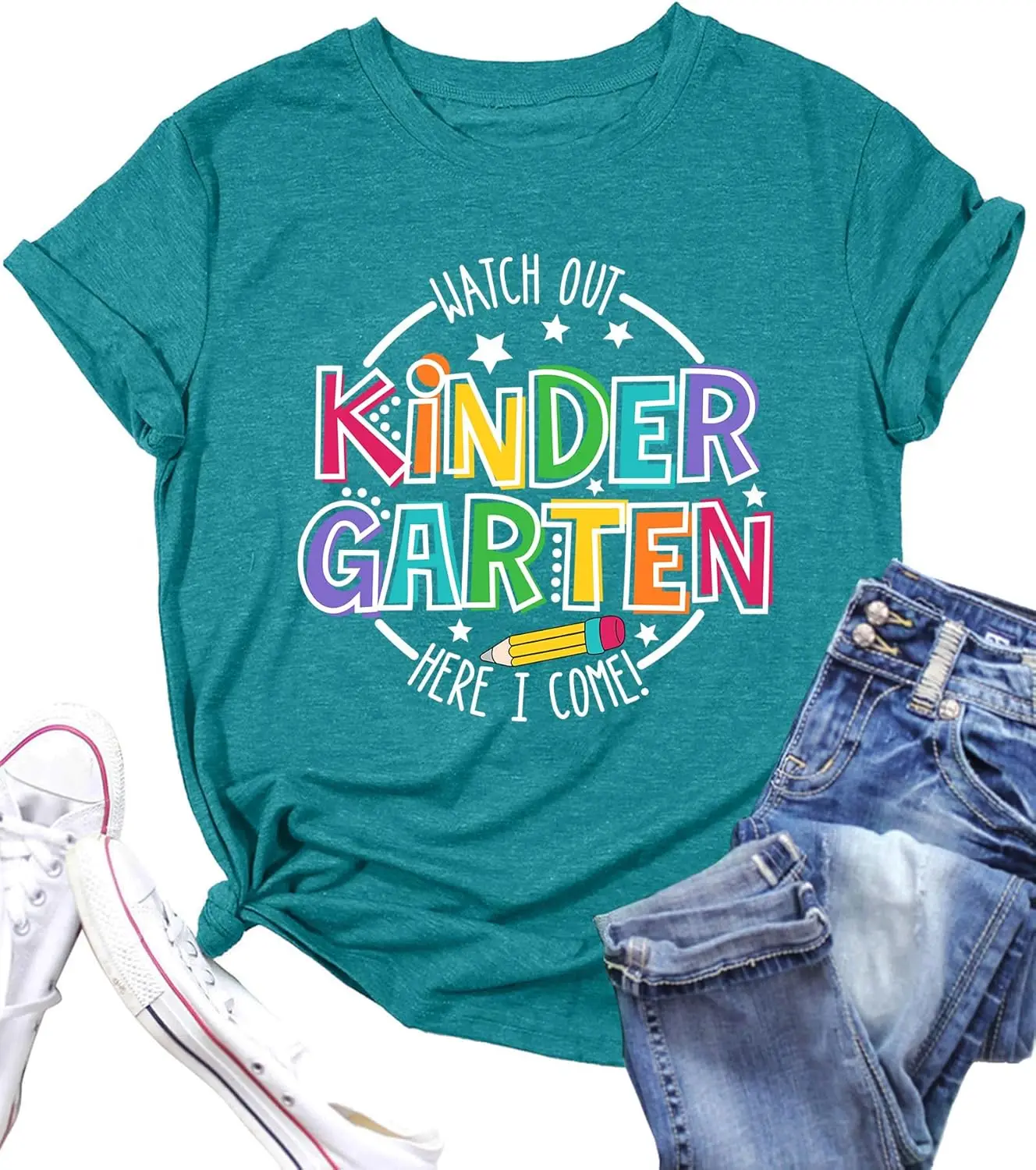 Camisas de professor de jardim de infância para mulheres professor gráfico camiseta casual inspirador presente de ensino tops