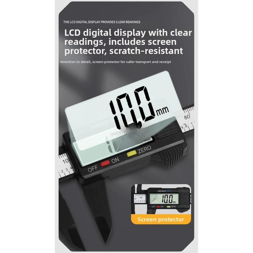 Jewelry Digital Caliper 0-150mm LCD Vernier Caliper Engineering Plastic Body Accurate 0.1mm Resolution Auto Off Function