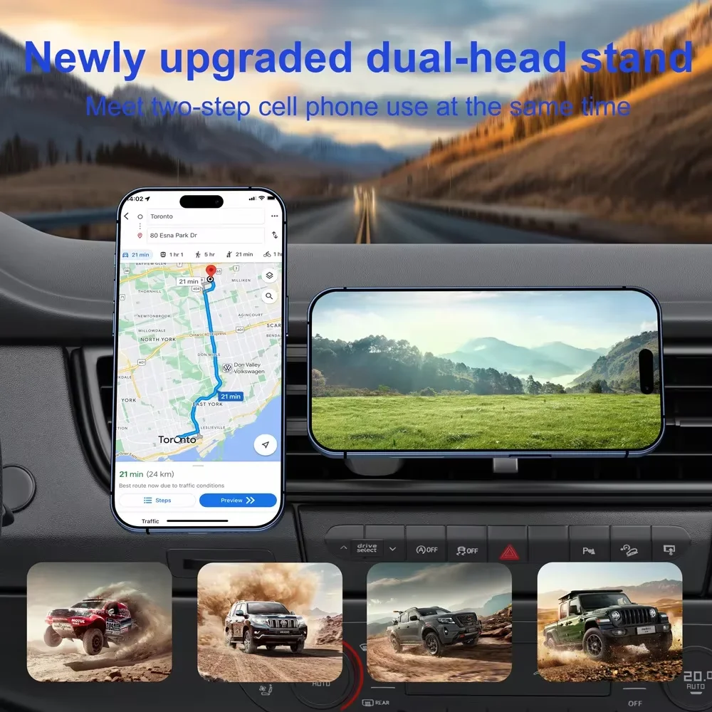 

New Hot Universal Dual Magnet Car Mobile Phone Holder for Magsafe Magnetic Car Air Vent Clips Phone Support Gps Brackets