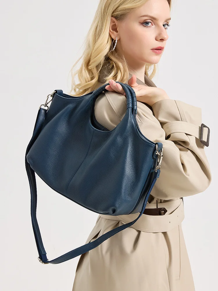 

New Head Layer Cowhide Handbag Europe And The United States Retro Large-capacity Leather Simple Versatile Shoulder Women Bag