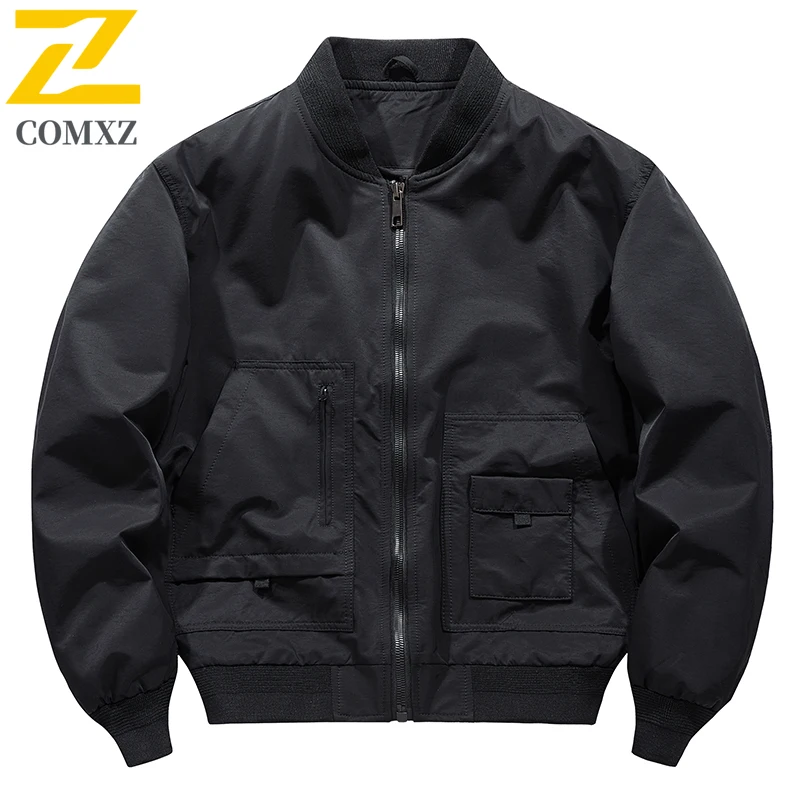 COMXZ New Jacket Men Lightw Luxurious Baseball Collar Fly Fishing Coat Casual Lightweight Windproof Stylish Autumn Outerwear
