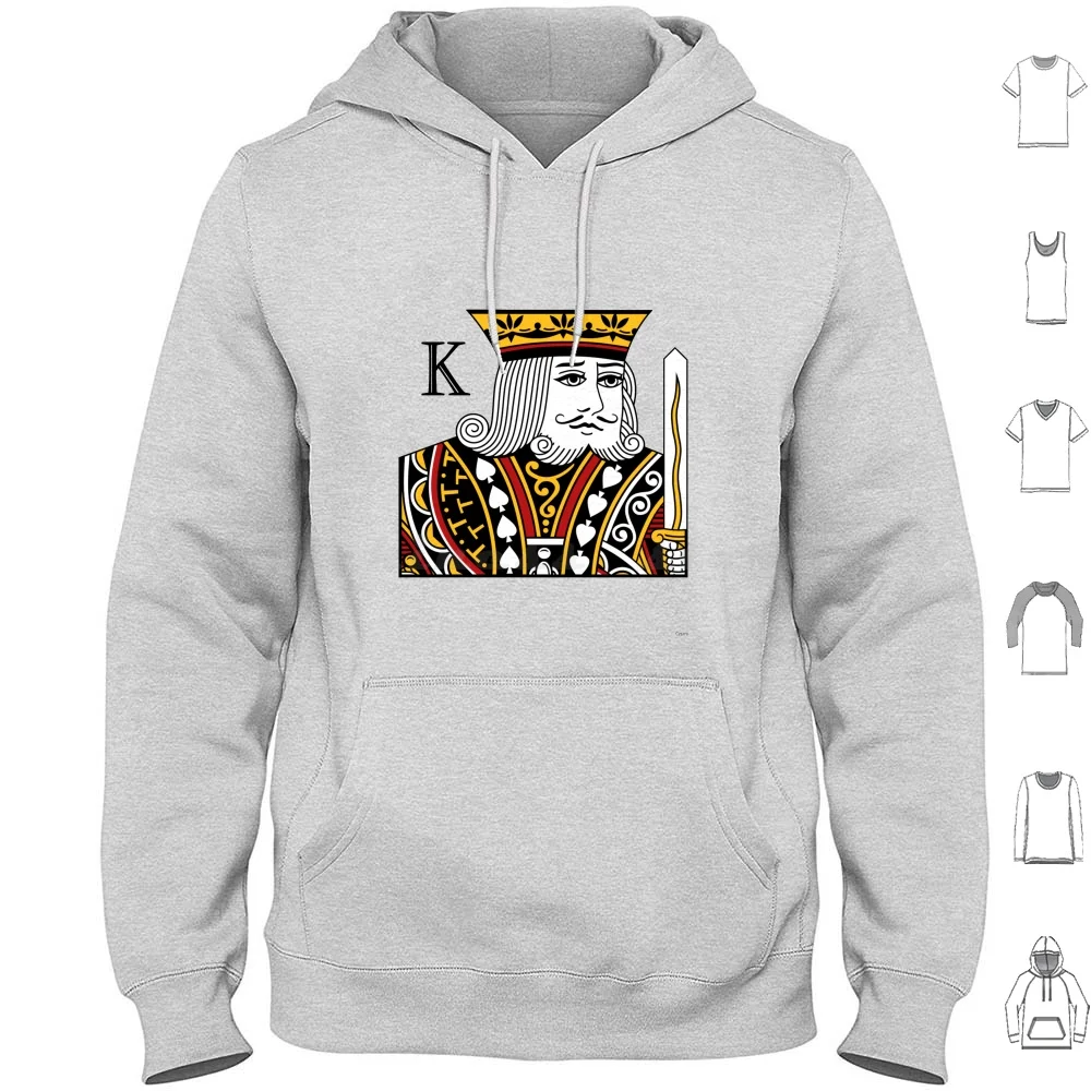 Card Games I Hoodie Cotton Long Sleeve Player King Of Spades Queen Of Hearts Hearts Spades Queen King Poker Blackjack