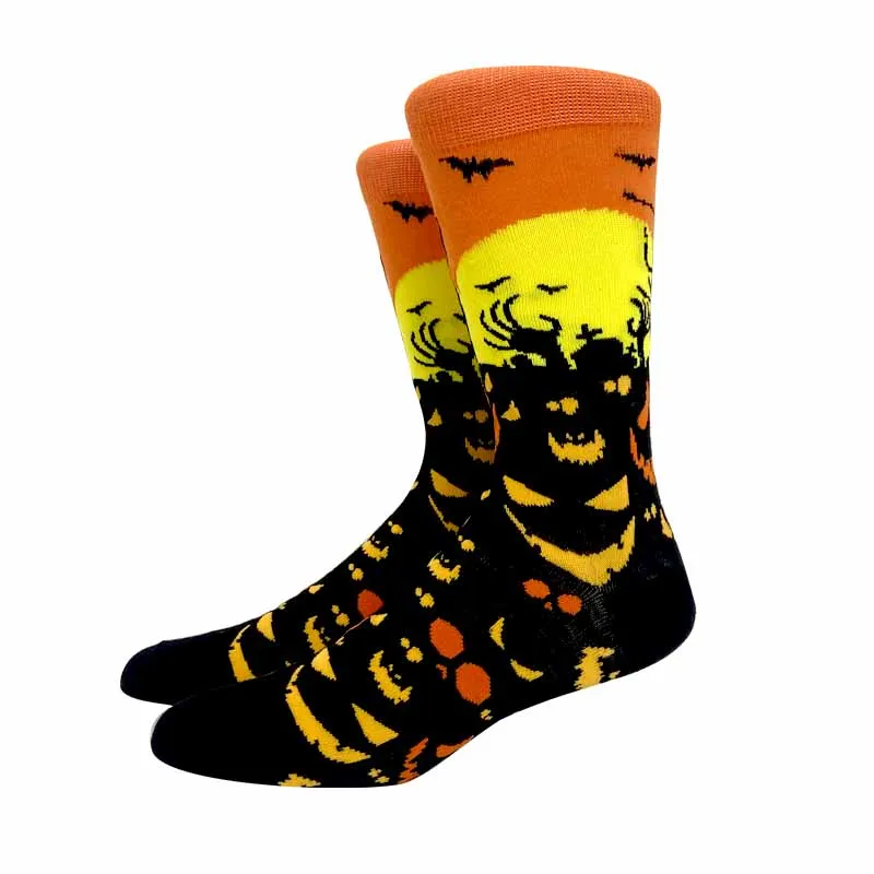 2024 New Winter Men Women Long Halloween Socks Cartoon Pumpkin Bat Scarecrow Skeleton Socks Fashion Harajuku Cosplay Funny Socks