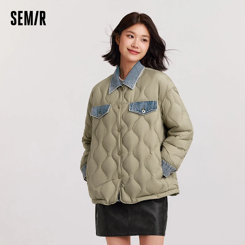 Semir Down Jacket Women Mid-Length Waterproof Patchwork 2024 New Winter Antistatic Loose Outerwear Down Jacket