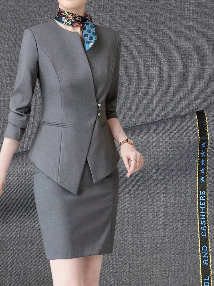 1/1.5/3.5m 50% Wool Suit Fabric Worsted Polyester Business Wear Thin-Style Gray Hip Skirt Fabric Gray Tailor