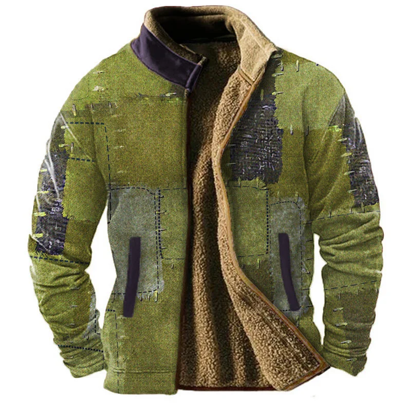 Autumn And Winter Men's Jacket, Men's Jacket, Wool Lining, Plush Thick Jacket, Outdoor Snow Resistant Men's Long Sleeved, 2024