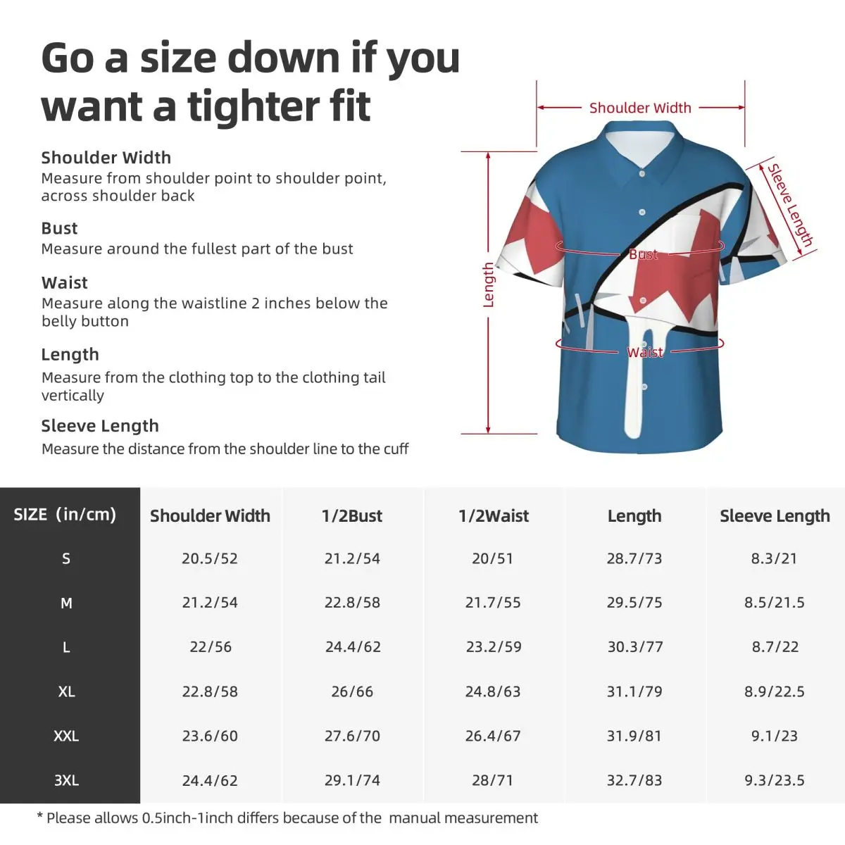 Gawr Gura Shark Mouth Herrenhemden, hawaiianisches Kurzarmhemd, lässige Reversoberteile für den Sommerstrand