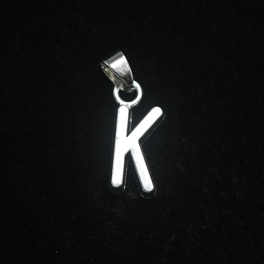 

20 Pcs Beaded Necklaces Letter Pendant Jewelry Making Pendants Charm Alloy Silver DIY Charms