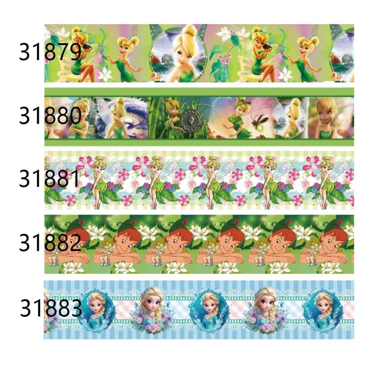 5yards Disney TinkerBell Ribbon Printed Frozen Elsa Grosgrain Ribbon DIY for Bows Craft Materials