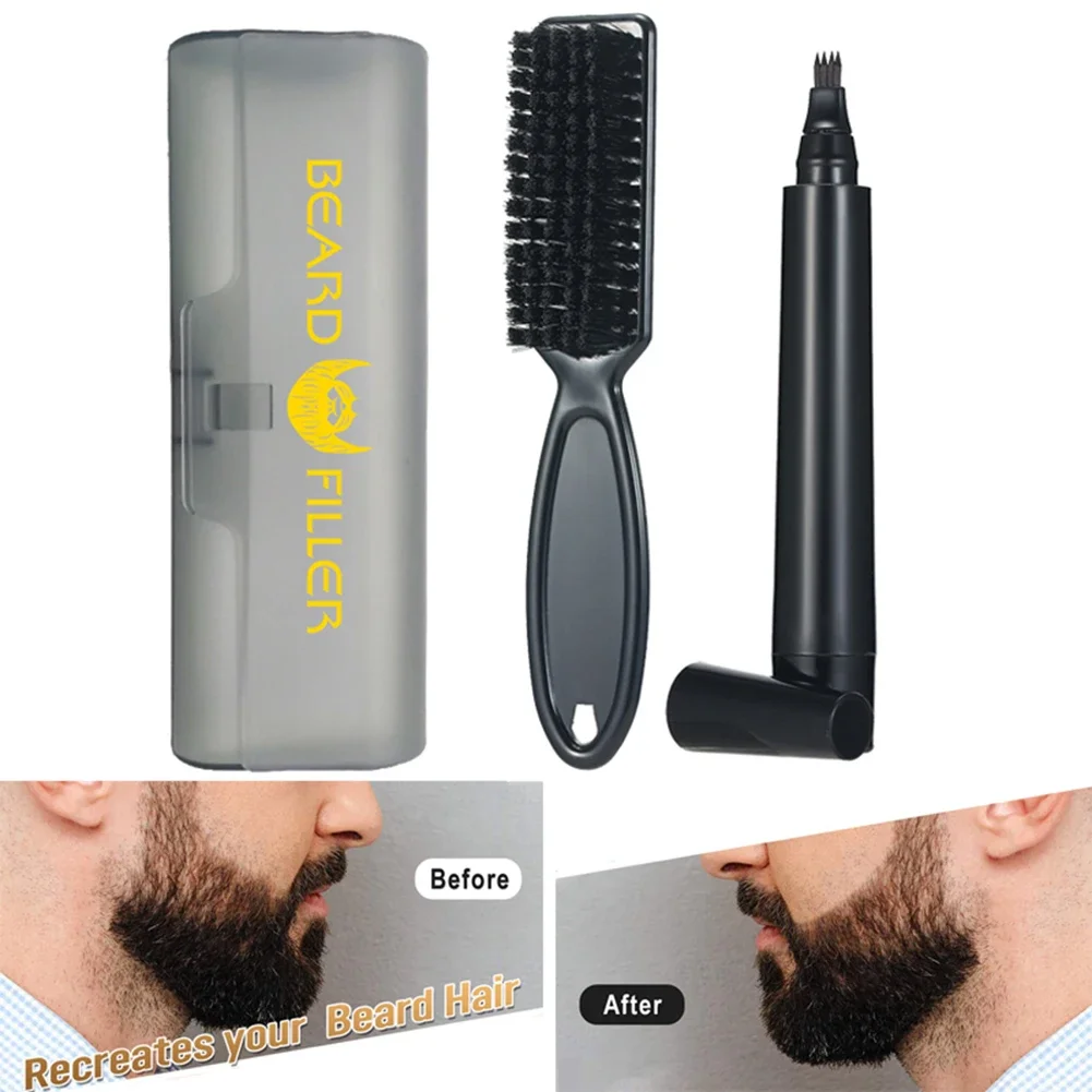 

Portable Traveling Beard Filling Pen Eyebrow Hair Moustache Pencil with Beard Brush Male Mustache Repairing Enhancer Hair Tool