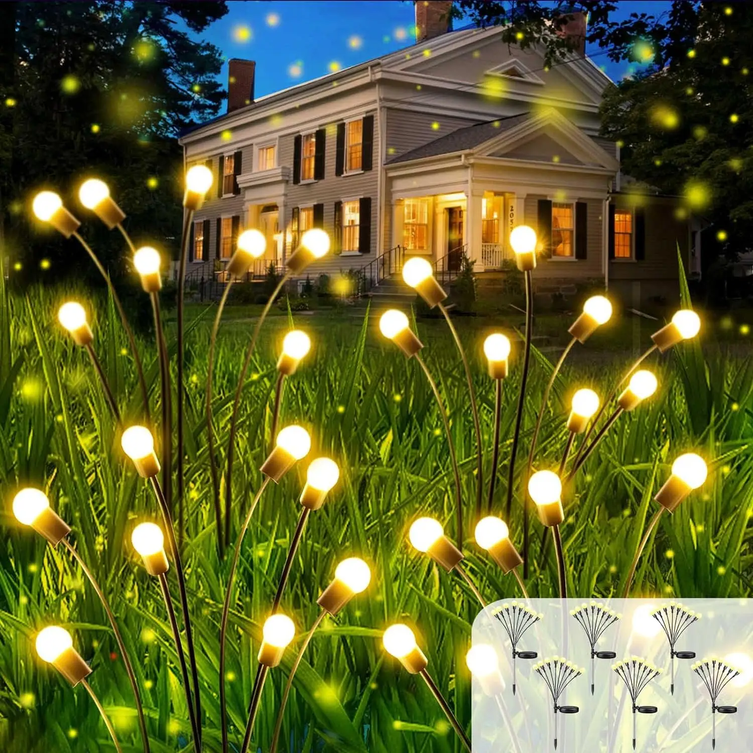 Imagem -02 - Luz Solar ao ar Livre Firefly Led Firefly Lamp Economia de Energia Fairy Light para Jardim Casa Gramado Natal Atmosfera de Paisagem