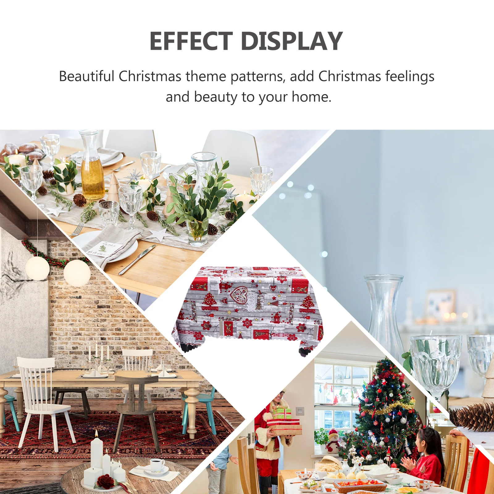 

1Pcs Christmas Tablecloth Unique Xmas Decorative Table Cover for Party Buffet Dinner Christmas Table Decor Supplies