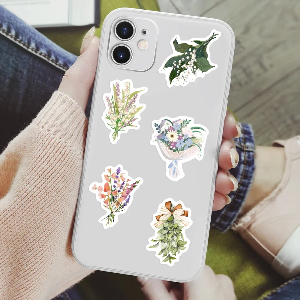 Cute Watercolor Flower Bouquet Stickers Aesthetic DIY Toy Gift Decorative Decal for Phone Luggage Laptop Scrapbook Waterproof