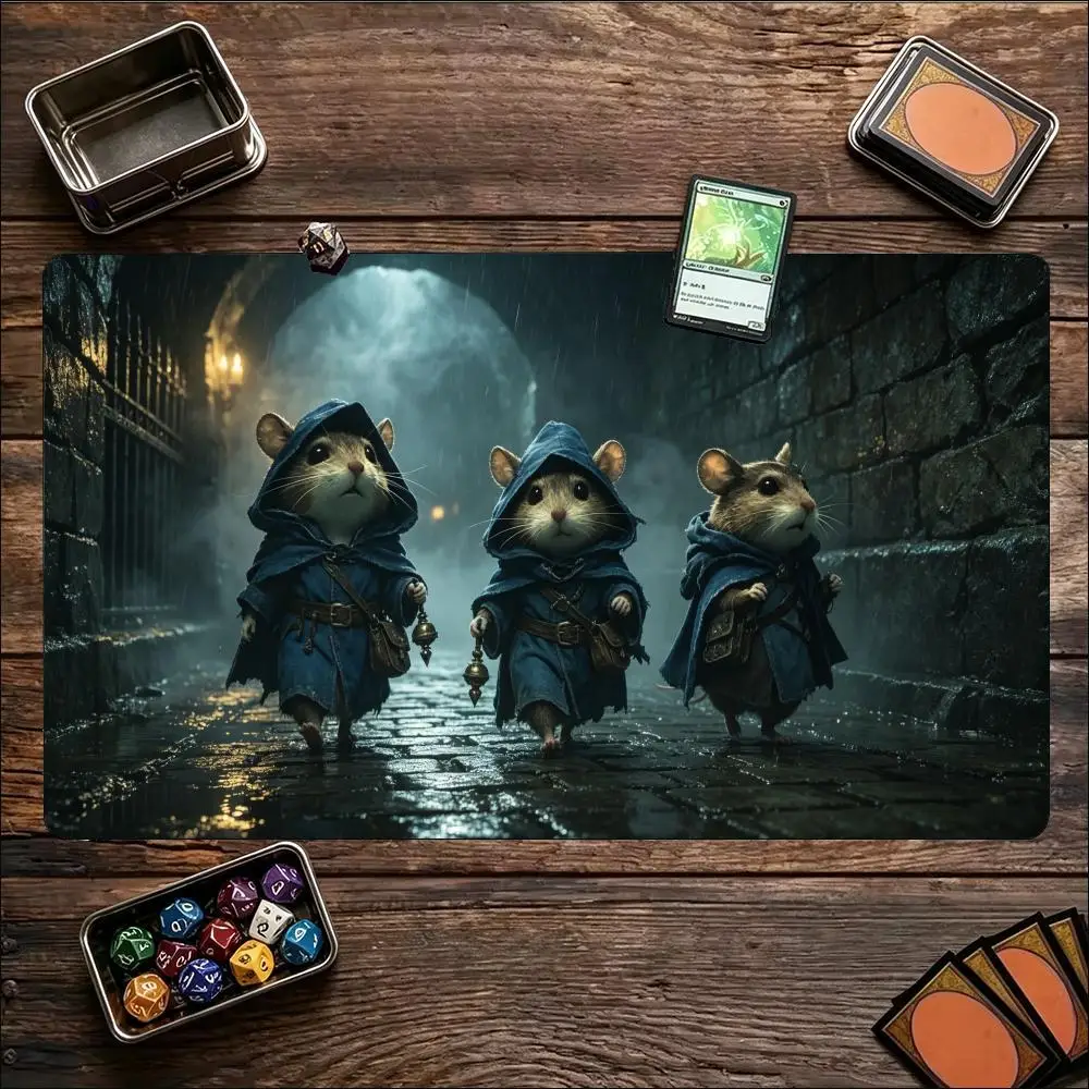 Large Gaming Mouse Pad Dark Dungeon Cave Monsters Stitched Edges Anti-Slip Base Large Keyboard Mat for Gamer TCG Card Deskmat