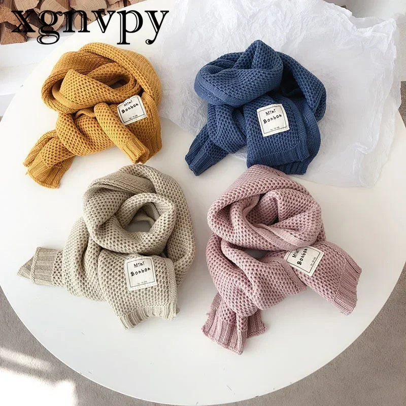 

xgnvpy Kids Scarf Autumn Winter Korean Fashion Children's Knitting Baby Bib Wool Knitting Winter Versatile Female Warm Girl Boy