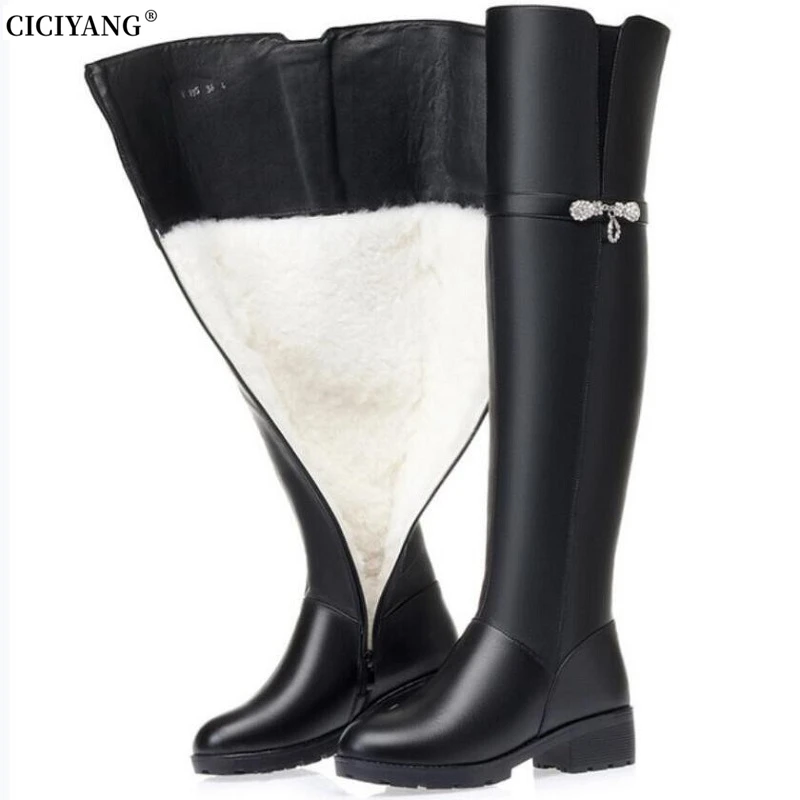 CICIYANG women's boots autumn Genuine Leather 2025 winter High tube Over the knee boots Sexy riding boots Black plus size shoe