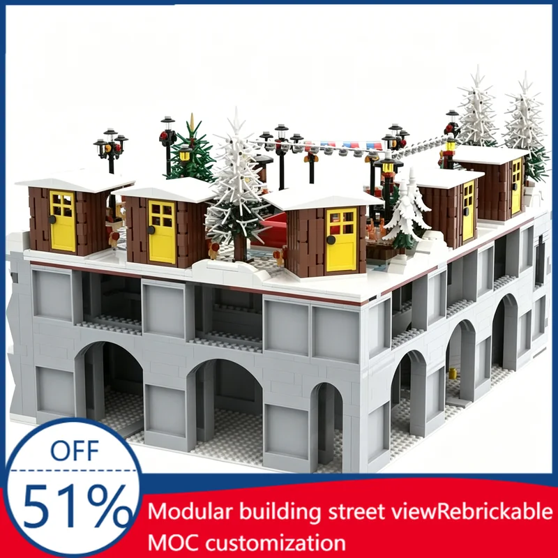 

NEW 3963 Pcs Winter Village Christmas Market Modular Street View Building Blocks Custom Scene Model Education Assembly Toy Gift