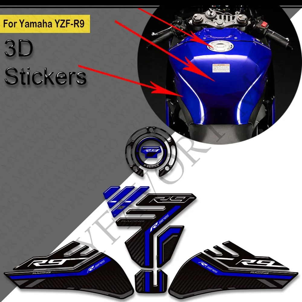 Motorcycle For Yamaha YZF-R9 YZFR9 YZF R9 Tank Pad TankPad Cap Grips Gas Fuel Kit Knee Stickers Decals Protection 2025 2026
