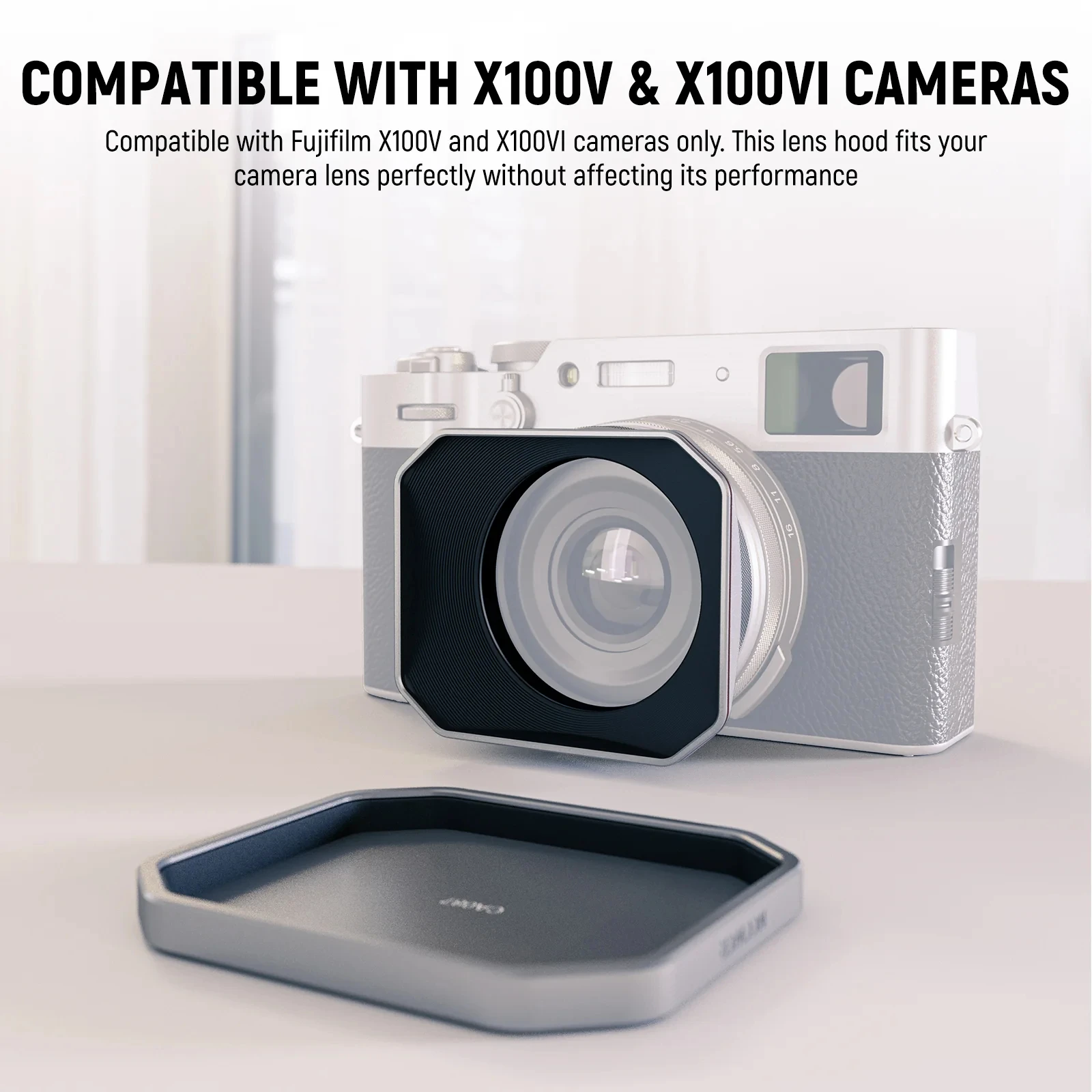 NEEWER Round Square Lens Hood For Fujifilm X100V & X100VI Sturdy Aluminum Alloy Lens Hood Lens Flare Reduction Photography